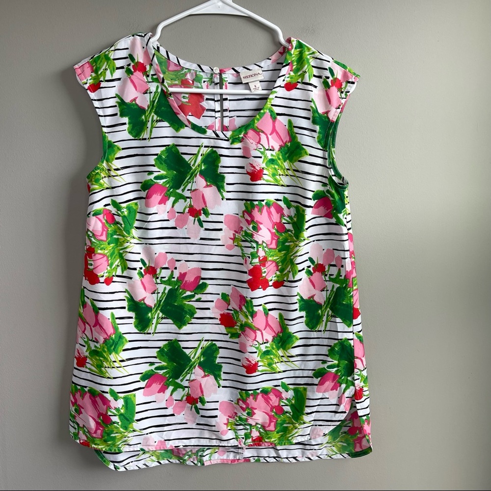 Merona Striped Floral Blouse S